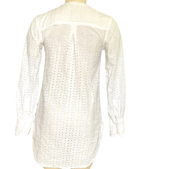 MERONA White Eyelet Half Button Tunic Top XS 144P - Picture 5 of 8